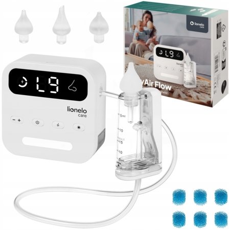 LIONELO elektrinis nosies aspiratorius BABYAIR FLOW, White 