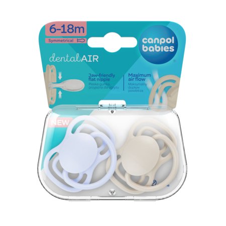 CANPOL BABIES silikoniniai simetriniai čiulptukai NUDE,  Blue, 6-18m,  2 vnt.,  23/226_blu 