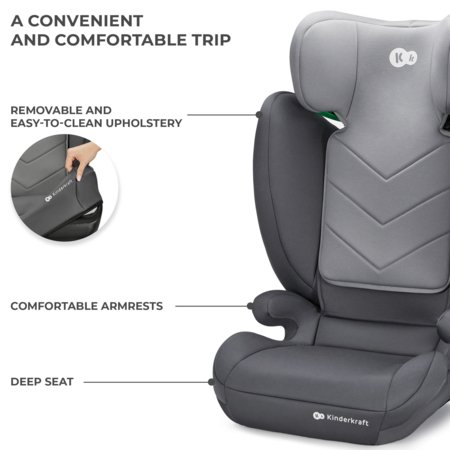 KINDERKRAFT automobilinė kėdutė I-SPARK 2 PLUS I-SIZE, 100-150 cm., Grey, KCISPA02GRYPL00 