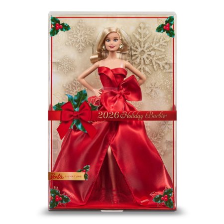 BARBIE HOLIDAY kolekcinė lėlė raudona suknele, JJX65 