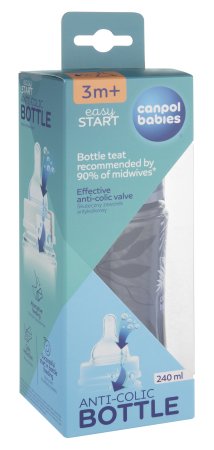 CANPOL BABIES EasyStart Anti-Colic buteliukas 240ml GOLD, 35/240_blu 
