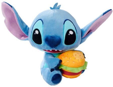 SIMBA DISNEY pliušinis žaislas Stitch su mėsainiu, 25 cm, 6315870513 