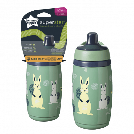 TOMMEE TIPPEE gertuvė INSULATED SPORTEE, 12m+, 266ml, green, 447820 447820
