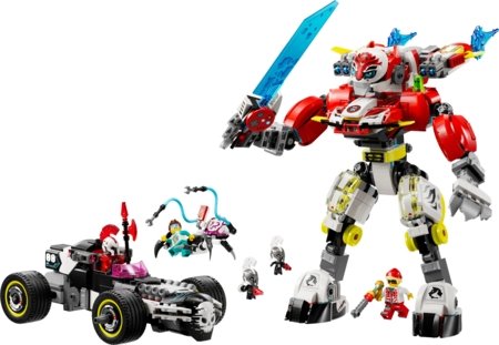 71497 LEGO® DREAMZzz™ Cooper tigras robotas ir Zero hot rod automobilis 