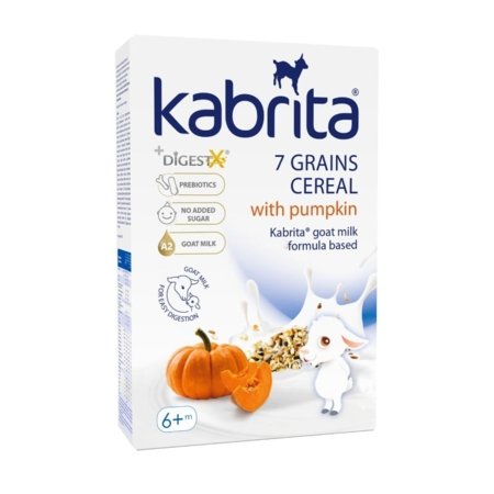 KABRITA® 7 grūdų košė ožkos pieno pagrindu su moliūgais, 6 mėn.+, 180 g., 174 
