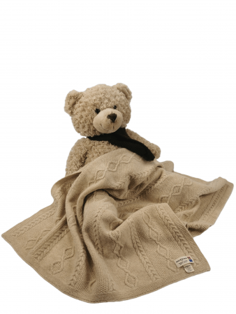 MILLI pledas merino vilna DIAMOND, aran light camel, 100x130cm 4913173174293