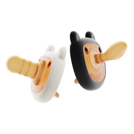 HEORSHE ortodontinio ir apvalaus čiulptuko rinkinys, White/Black 