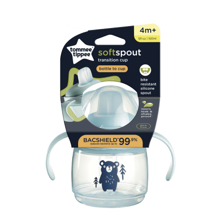 TOMMEE TIPPEE puodelis su rankenomis TT 1X TRANSITION, 190 ml, 6 mėn.+, 447940 