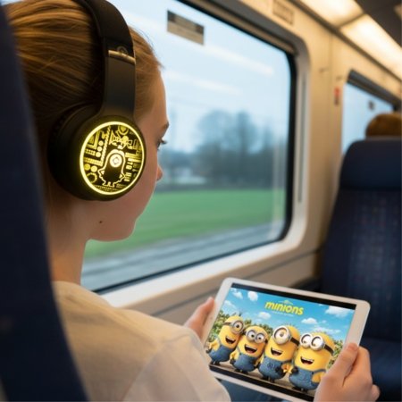 MINIONS šviečiančios Bluetooth ausinės, HMMN-BTLI-MINIONS 
