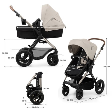KINDERKRAFT universalus vežimėlis MOOV 2 4in1 AIR, moonlight grey, KSMOOV02GRY4000
