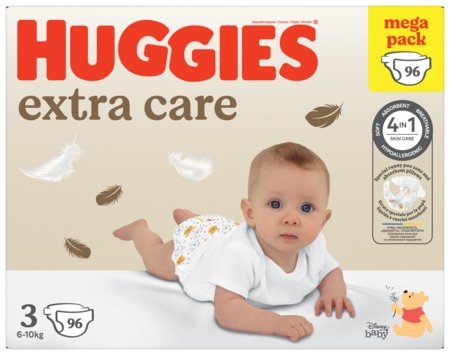 HUGGIES sauskelnės EXTRA CARE, Box, 3 dydis, 6-10 kg., 32x3 vnt., 2562431 