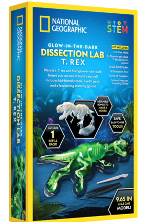 NATIONAL GEOGRAPHIC rinkinys Glow-in-the-Dark T. Rex Dissection Lab, CRNGTREXLAB6L 