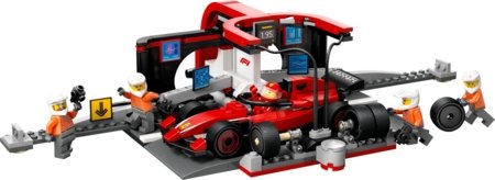 60443 LEGO® City Project Alicia 2025 F1® remonto punktas, mechanikai ir Ferrari automobilis 