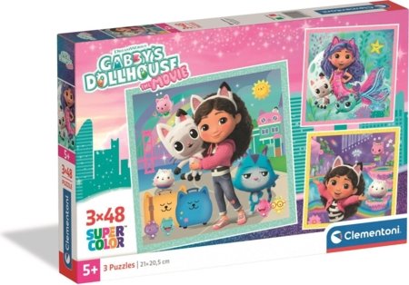 CLEMENTONI GABBY'S DOLLHOUSE dėlionė, 3x48, 25002 