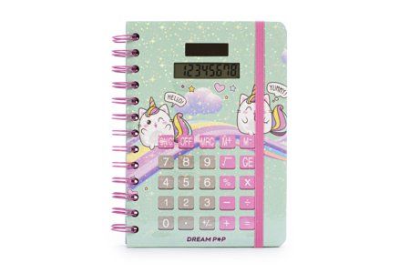 DREAM POP užrašinė su skaičiuotuvu, vienaragiai, K30075-33014 