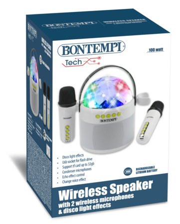BONTEMPI Disko kamuolys su belaidžiu garsiakalbiu ir mikrofonais, 490250 