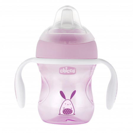 CHICCO mokomasis puodelis, rožinis, 4 mėn+, 200ml 8058664069972