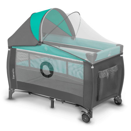 LIONELO lovelė-maniežas SVEN PLUS, Turquoise/Grey, LO-SVEN PLUS 