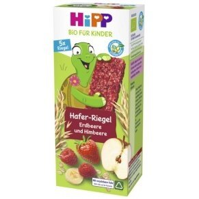 HiPP ekologiškų vaisių batonėlių rinkinys su braškėm, avietėm, bananais, obuoliais ir grūdais, 12 mėn.+, 20x5 gr, 31368 