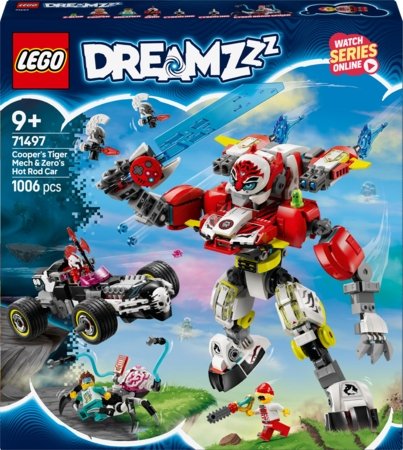 71497 LEGO® DREAMZzz™ Cooper tigras robotas ir Zero hot rod automobilis 