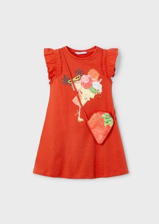 MAYORAL suknelė trumpomis rankovėmis, paprika, 3940-11, 134 cm 