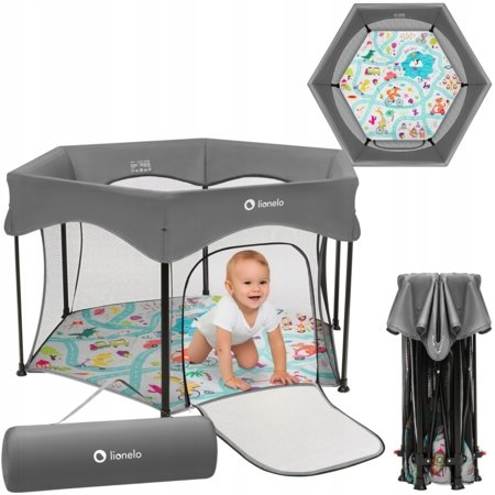 LIONELO žaidimų maniežas ROEL PLUS, 65x85 cm., Grey multicolor 