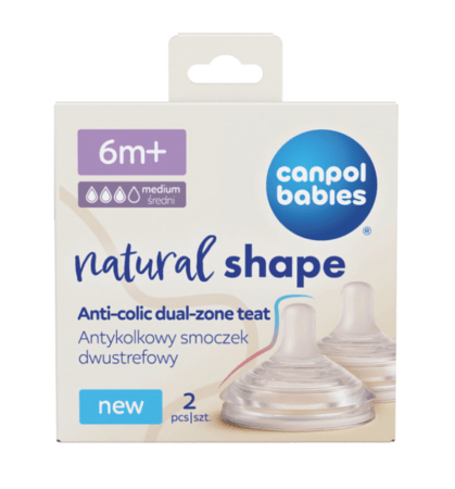 CANPOL BABIES žindukas NATURAL SHAPE Anti-colic, vidutinio pratekėjimo, 6m+, 2 vnt., 21/752 