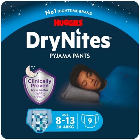 HUGGIES sauskelnės DryNites Conv Boy D-Light, 8-13 m., 9 vnt., 2243012 