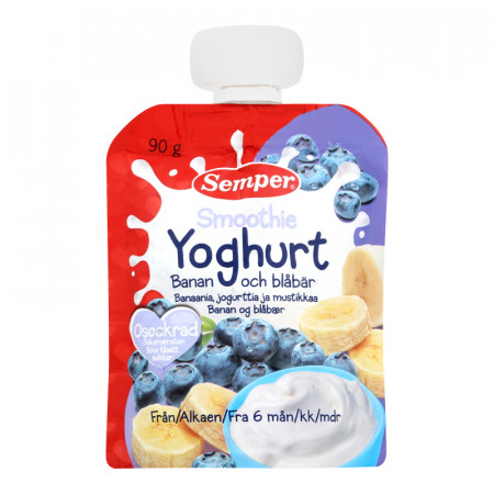 SEMPER YOGHURT bananų ir mėlynių tyrė 6m+ 90g 119277 119277