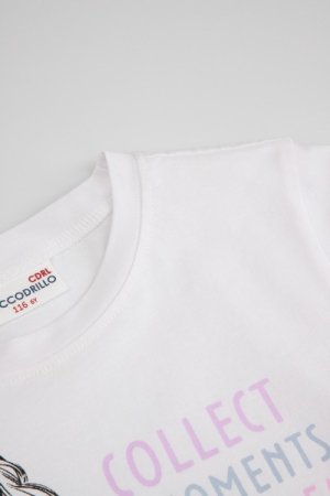 COCCODRILLO marškinėliai trumpomis rankovėmis GRUNGE SPACE GIRL KIDS, balti, ZC3143205GGK-001-092, 92 cm ZC3143205GGK-001-104
