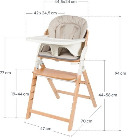 LIONELO maitinimo kėdutė MEGAN, White wood 