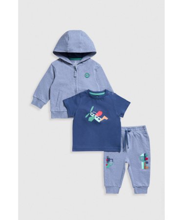 MOTHERCARE džemperis su gobtuvu, kelnės ir marškinėliai, JL206 116 