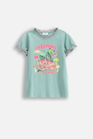 COCCODRILLO marškinėliai trumpomis rankovėmis DREAM DIARIES GIRL KIDS, žali, WC5143203DGK-027-122, 122 cm 