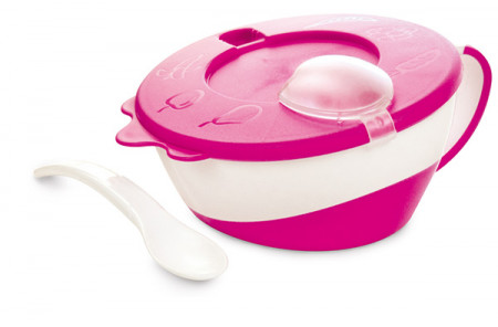 CANPOL BABIES dubenėlis su šaukštu Cow 350ml 31/406 pink 31/406_pin