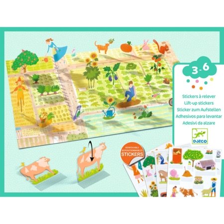 DJECO kūrybinis rinkinys Lift-up Stickers - Farm, DJ00045 