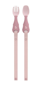 BIBADO prisegami primaitinimo įrankiai 2vnt., blush, BIB224R 