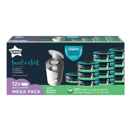TOMMEE TIPPEE  sauskelnių konteinerio kasetės Twist&Click 12 vnt, 85102212 
