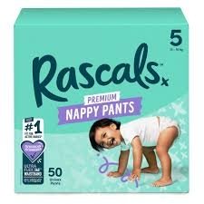 RASCALS sauskelnės-kelnaitės, 5 dydis, 13-18 kg., 50 vnt.  