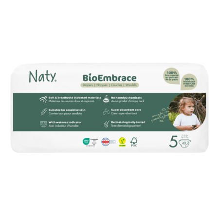 NATY sauskelnės BioEmbrace, 5 dydis, 11-25 kg., 40 vnt., 8000277 