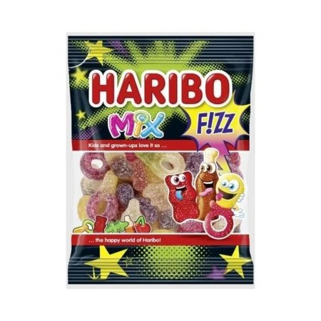 HARIBO rūgštūs guminukai MIX FIZZ, vaisių skonio, 100 g., HARI3157 