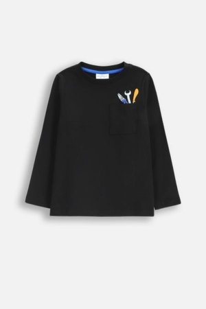 COCCODRILLO marškinėliai CITY BUILDER BOY KIDS, juodi, cm 