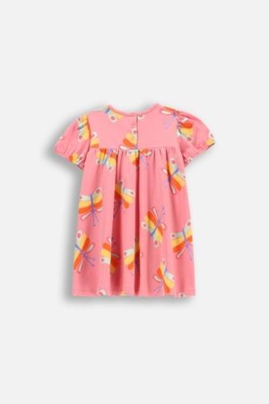 COCCODRILLO suknelė trumpomis rankovėmis TROPICAL STORY GIRL NEWBORN, rožinė, WC5129201TGN-033-086, 86 cm 