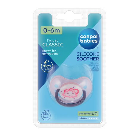 CANPOL BABIES silikoninis ortodontinis čiulptukas NIGHT DREAMS, 0-6 mėn., 22/500_new 22/500
