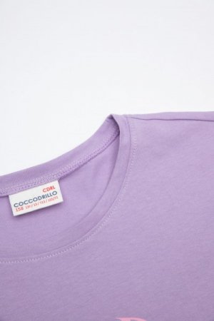COCCODRILLO marškinėliai trumpomis rankovėmis EVERYDAY GIRL, violetiniai, 158 cm, WC2143236EVG-016 WC2143236EVG-016-164