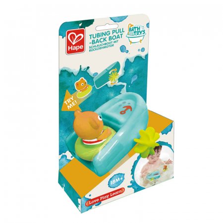 HAPE vonios žaislas Tubing Pull-back Boat, E0217 E0217