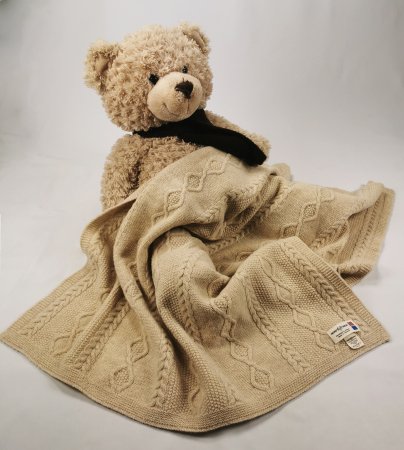 MILLI pledas merino vilna DIAMOND, aran light camel, 100x130cm 4913173174293