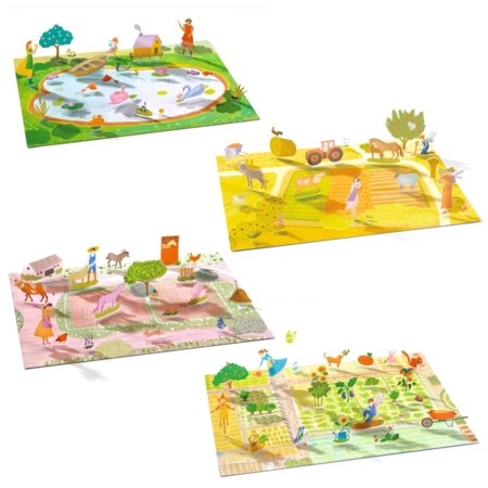DJECO kūrybinis rinkinys Lift-up Stickers - Farm, DJ00045 