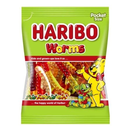 HARIBO guminukai WORMS, vaisių skonio, 100 g., HARI7737 
