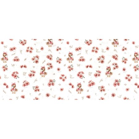MIMINU paklodė lovytei su guma Ducklings powdery pink, 120x60 cm 