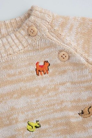 COCCODRILLO megztinis BUDDIES BOY NEWBORN, kreminis, cm 